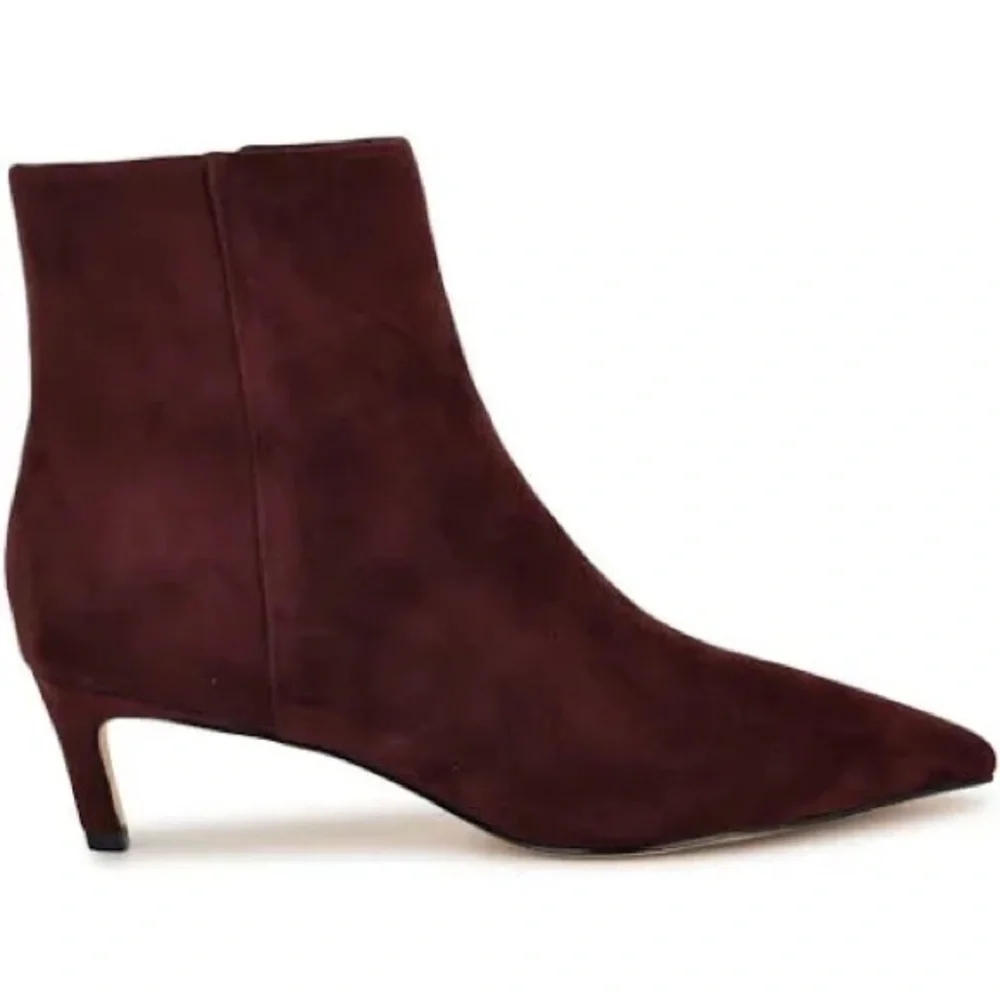 Nine West brite kitten heel boots burgundy suede Ankle Boots